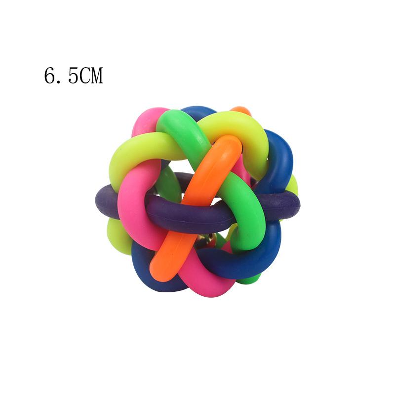 Jouets Interactifs Amusants Jouet pour Animal de Compagnie Coloré Doy Élasticité Balle à Mâcher Couleur Arc-en-ciel Caoutchouc Balle Sonore Cloche Forme Ronde Balle avec Cloche