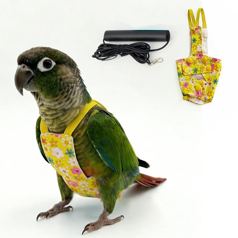 Adjustable Bird Flight Suits Escape Proof Feces Pocket Parrot Flying Harness Breathable Parrot Outdoor Leashes Bird Training