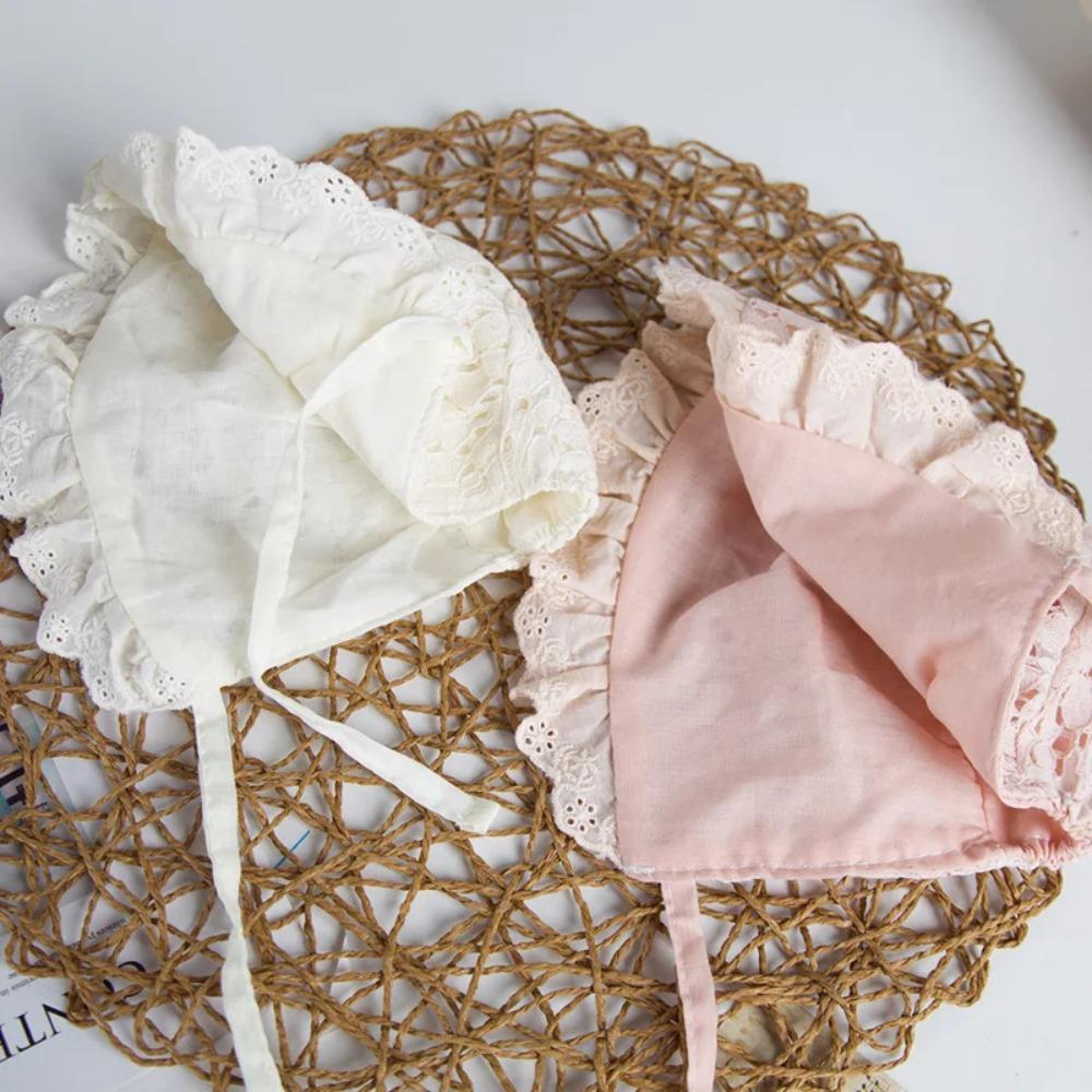 Květinová krajková dětská čepice Síťovaný klobouk pro princeznu s velkou krempou Roztomilý volánkový bavlněný klobouk pro princeznu