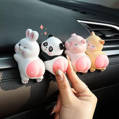Cute Car Ornament 3D Cartoon Dashboard Toys Doll Ornament Toys Panda Cat Rabbit Pig Decoration Gifts Car Interior Accessories