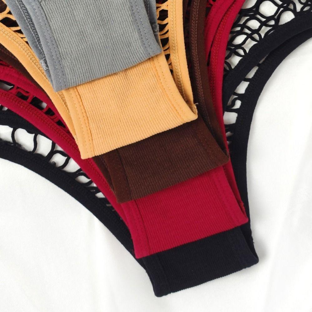 3Pcs Soild Color Fishing Net Briefs Middle Waist Women Underpants Elastic Female Lingeries Female