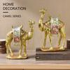Artistic Camels Sculpture Resins Middle Eastern Ornament Gold Desert Animal Figurine for Living Room and Office Display