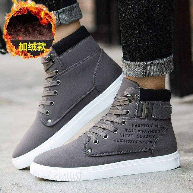 

Large size high-top men s shoes autumn and winter Martin boots men s casual men s boots Korean version of young students velvet snow boots 47