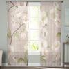Spring Brown Background Peach Blossom Tulle Curtains Living Room Home Decor Window Curtain Kitchen Voile Sheer Made Of Polyester Sitting