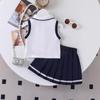 Ensemble de mode pour filles: Ensemble Deux Pièces Été Enfant Haut Sans Manches à Col Rond + Jupe Plissée