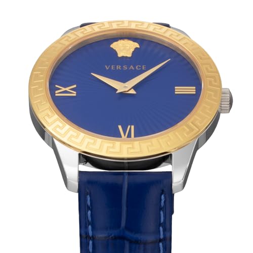 Versace GRECA SIGNATURE Watch, Blue Dial, Quartz Movement, Water Resistant, Sapphire Crystal, 38mm, Men's, VEVC00219, Blue