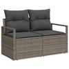 Canapé de jardin 7 pièces avec coussins gris poly rattan, Canapé 2 places avec coussins gris poly rattan 3349719