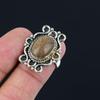Sterlingsilber Natürlicher Bildjaspis Stapelbarer Statement-Ring Schmuck Größe 7