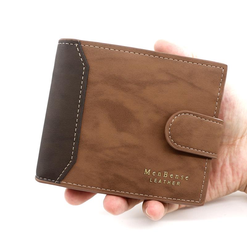 Korean Style Gold Foil Print Men's Trifold Leather Wallet