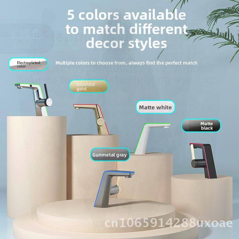 Digital Display Water Temperature Icicle Bathroom Faucet with Intelligent Cooling System Modern Minimalist Basin Mixer Tap Zinc