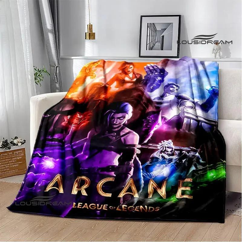 Arcano: Coperte con stampa di cartoni animati di League of Legends per tenersi al caldo, morbide e confortevoli, per casa, viaggio, letto, regalo di compleanno