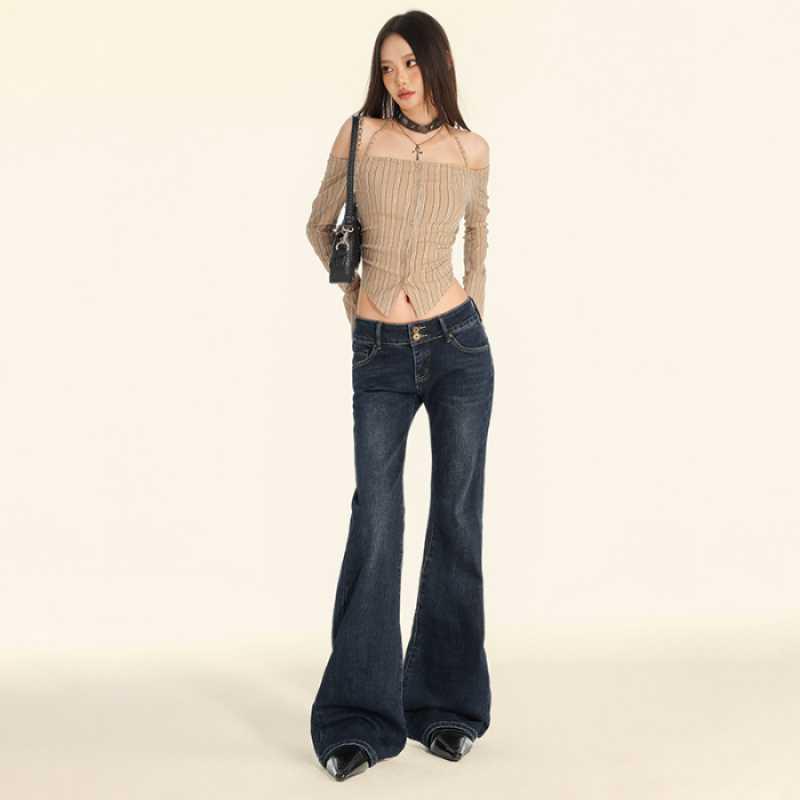 Retro Spicy Girl Low-Waist Flare Jeans - Women s Bell Bottoms S