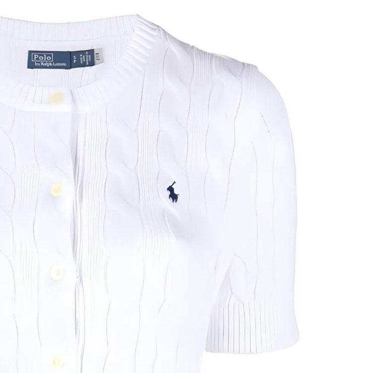 Polo Ralph Lauren Ss23 Logo Embroidered Cable Knit Long Sleeve Sweater Women sweater White 211906814-001