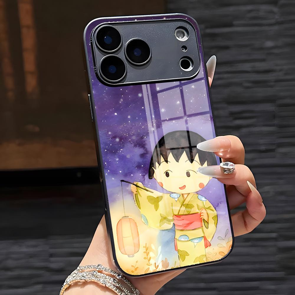 Chibi Maruko-chan Phone Case For IPhone 17 Pro Max 16 15 14 Pro Max 13 11 X Xs Xr 8 7Plus Glass Cover