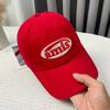 Peaked Hat Red Baseball Cap Amis Letter Pattern Soft Top Adjustable Breathable