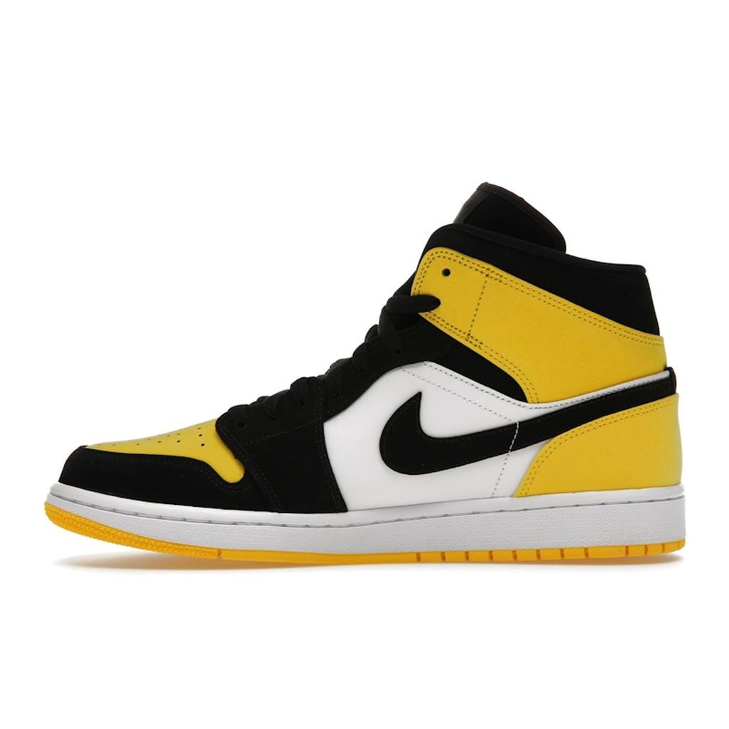 Air Jordan 1 Mid SE Yellow Toe Men Sneakers Black Black-Tour-Yellow-White 852542-071