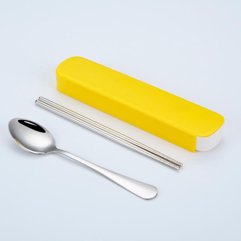 Portable Stainless Steel Cutlery Set: Spoons, Chopsticks, Knife, Fork - Three-Piece Set