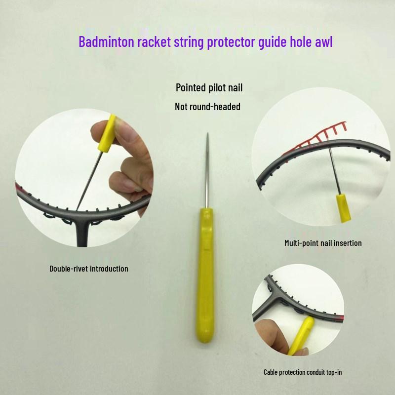 Badminton Racket String Protector & Awl Tool Guide