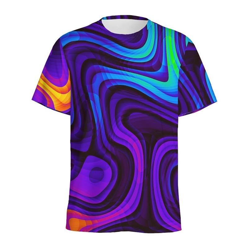 Abstract Colorful Liquid Trippy Pattern T Shirt For Men Summer Casual Round Neck Short Sleeve Tees Women Tops 3d Printed T-Shirt