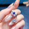 925 Sterling Silber Ring mit natürlichem blauen Saphir, Schlichter Stil, Kleine Größe 4x5