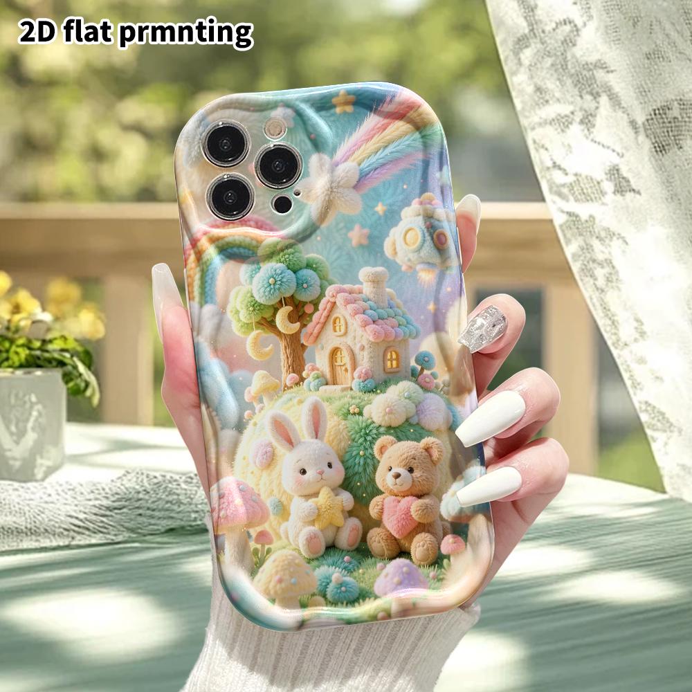 Phone case: 2D flat, suitable for iPhone 18 17 16 15 14 13 12 Pro protective case, little bear cabin, perfect Christmas and Halloween holiday gift