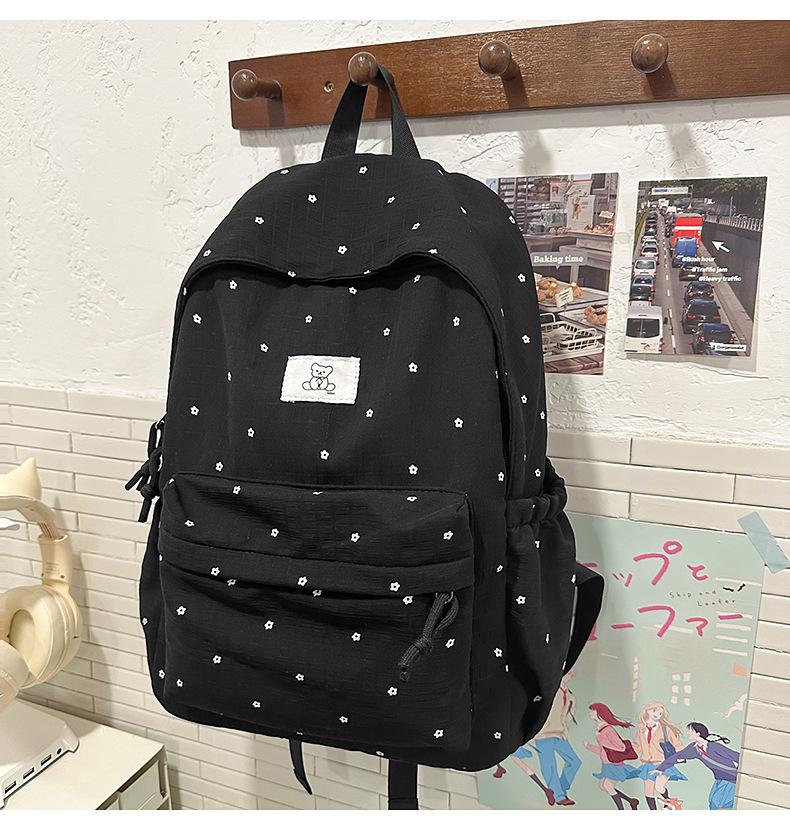 Schoolbag Small Fresh Casual Schoolbag Simple and Versatile Polka Dot Printed Backpack Female Junior High School College Student Travel Backpack Tide