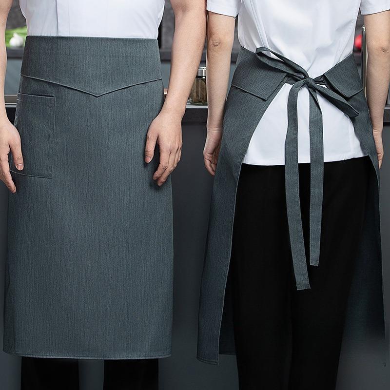 

Однотонный полуфартук для шеф-поваров: Идеально для кухонь ресторанов и пекарен Кулинарная и кондитерская работа на кухнях серый