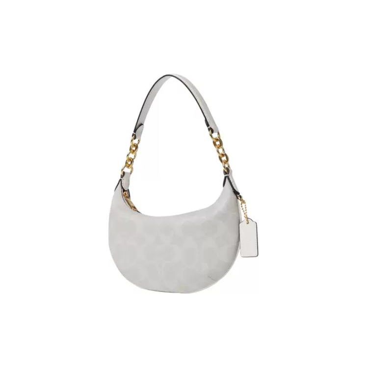 Coach Payton 28 Klassische Monogramm-Reißverschluss-Tragetasche und Umhängetasche aus beschichtetem Canvas und Glattleder Groß Damen Taschen Gold Mehrfarbig CE620-IMRFF