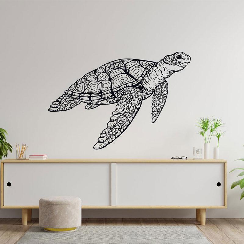 Große Meeresschildkröte Meeresbewohner Wandaufkleber Vinyl Kunst Heimdeko Wohnzimmer Schlafzimmer Badezimmer Aufkleber Selbstklebende Wandbilder S346