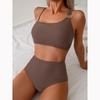 Damen High Waist Bikini Dünne Schulterträger Sling Push Up Tank Top Separater Zweiteiler Badeanzug Rückenfreie Bademode