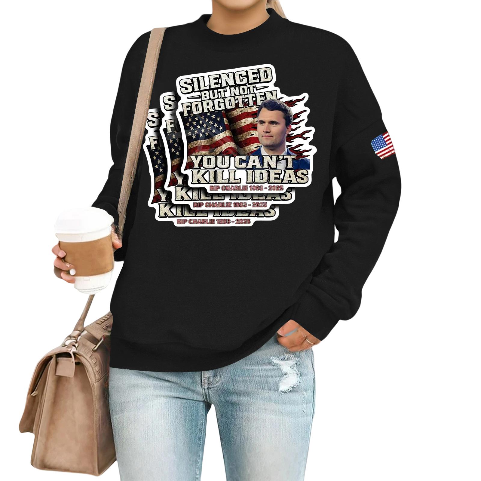 

Женский повседневный модный свитшот с круглым вырезом и длинными рукавами с принтом L чёрный