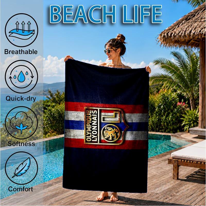Asciugamano da Spiaggia in Microfibra Stampato con Stemma del Lione, Morbido e Assorbente, Asciugatura Rapida, Ideale per Viaggi Estivi, Essenziale per la Spiaggia, Piscina