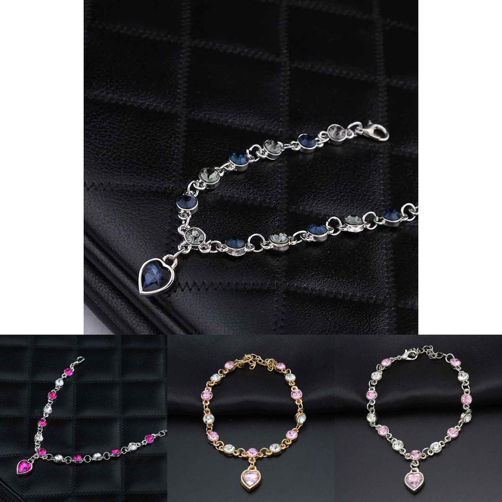Chic Hottest Womens Ladies Crystal Rhinestone Bangle Ocean Blue Bracelet Chain Heart For Versatile Occasions