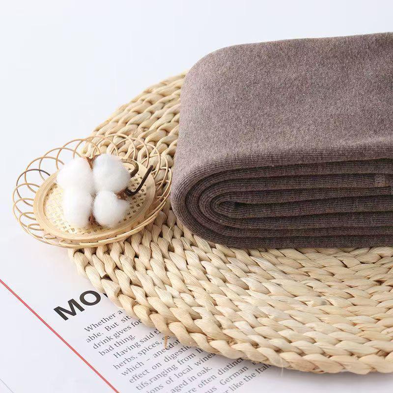 Women's Fleece-Lined Ribbed Cotton Stripe Leggings: Thick High-Waisted Pantyhose for Autumn/Winter, Slimming & Warm.