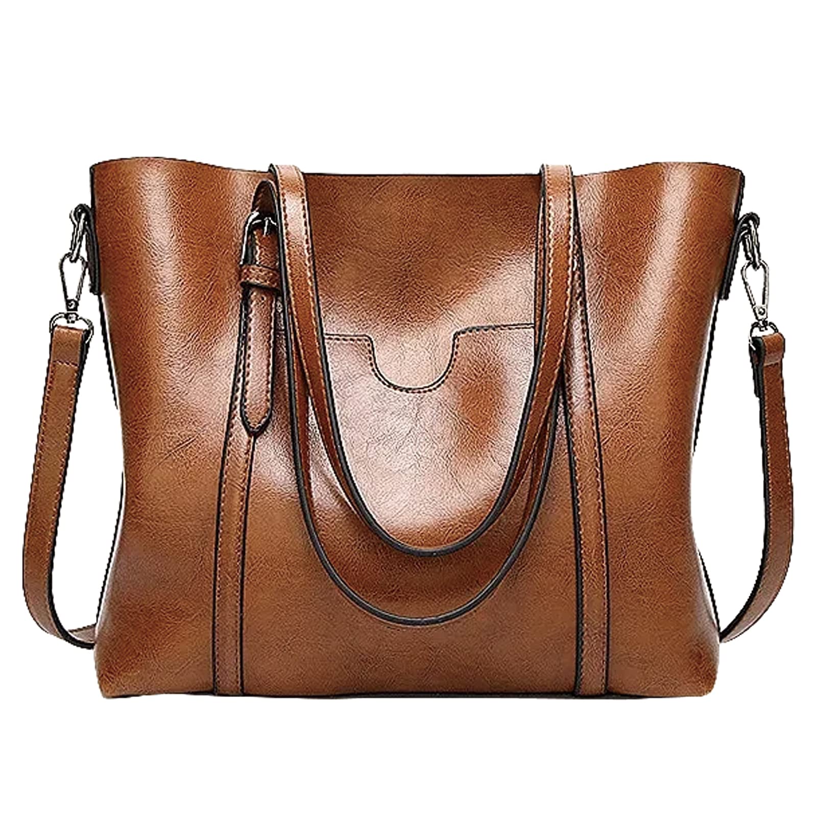 

[7-livehouse] Women s Tote Bag, Large Capacity PU Leather Shoulder Bag, Fits A4 Size, 2-Way Shoulder Strap, Inner Pocket, Crossbody Bag, Popular for