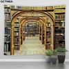 VIKAMA Retro Library Bookshelf Tapestry Modern Minimalist Study Background Cloth Literary Retro Style Living Room Decoration