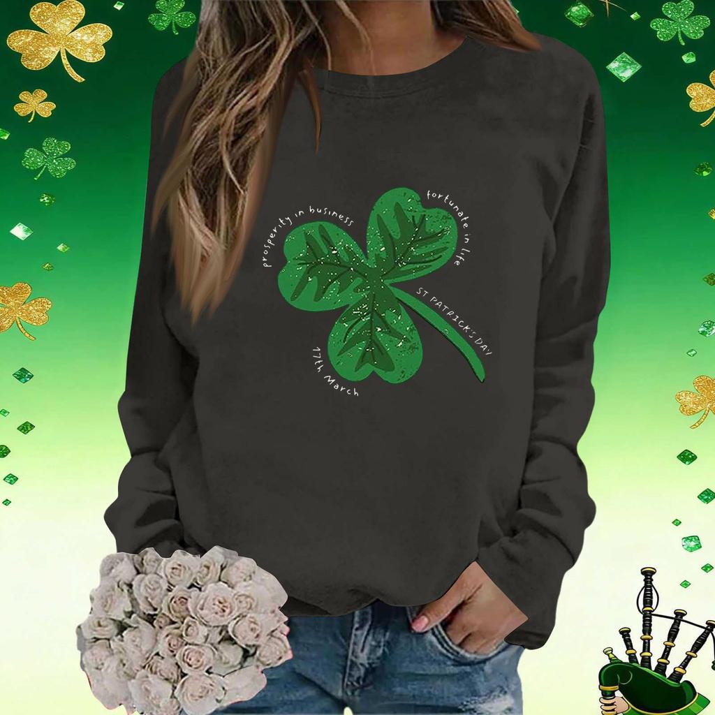 Women's Fashion Printed Long Sleeve Loose Round Neck Sweatshirt Top
