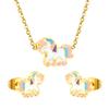 Sweet Butterfly Earrings And Necklace Set Creative Rainbow Unicorn Jewelry For Girls