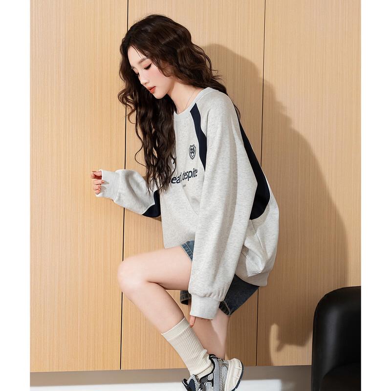 TonLion Women's Colorblock American Letter Sweatshirt