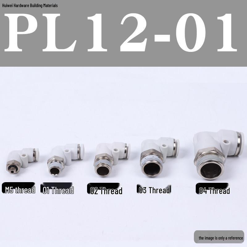 Pneumatic Tube Quick Connector: PL8-02, 4-M5, 6-01, 10-03, 12-04 Threaded Elbow