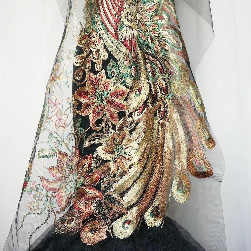 130X60CM Lace Fabrics Applique DIY Embroidery Sequin Lace Applique  Wedding Bridal Gown Party