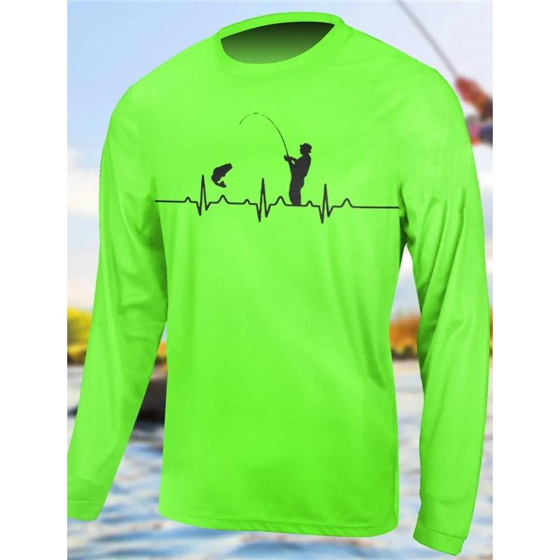 Men's Fishing Shirt Outdoor Long Sleeved UV Protection Breathable Quick Dry Lightweight Sweat Wicking Tops Spring Summer Fishing