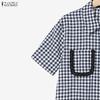 ZANZEA Women Short Sleeve Blouse and Long Skirts Plaid Print Two Piece Suit Sets