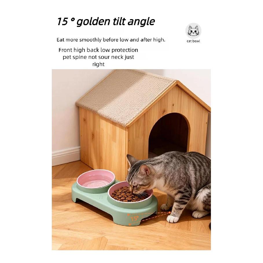 Adjustable Height Pet Double Bowl Feeder for Dogs & Cats Raised Food Water Bowl Set Ergonomic Neck Protection Feeding Supply