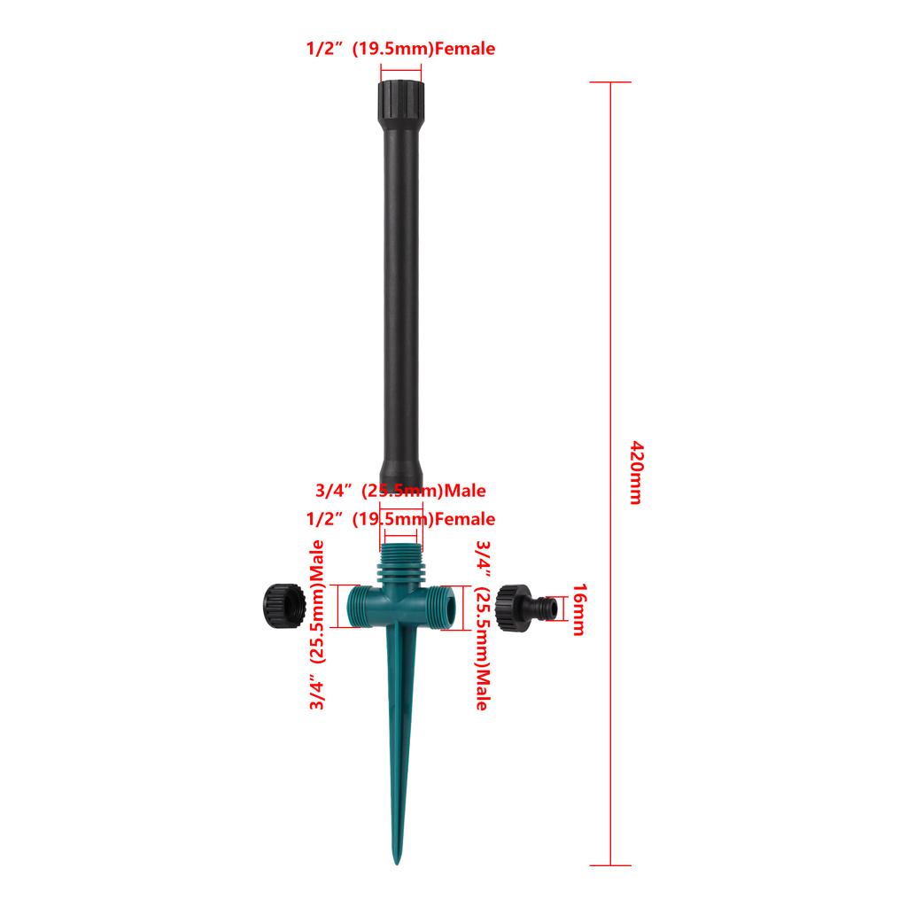 1/2" Male Thread Auto-Rotary Rocker Sprinklers Lawn Irrigation Watering Nozzle Garden Farm Greenhouse Orchard Watering Sprayer