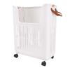 Rolling Laundry Basket Foldable Space Saving Hollow Out Design Dirty Clothes Hamper for Home
