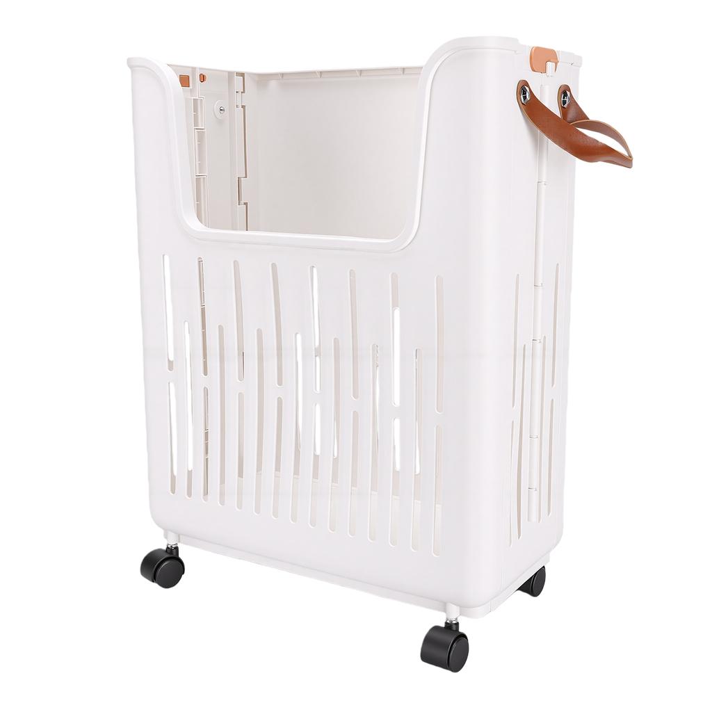 Rolling Laundry Basket Foldable Space Saving Hollow Out Design Dirty Clothes Hamper for Home
