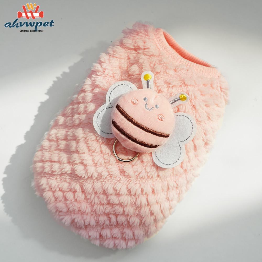 Cozy Cartoon Puppy Flannel Cat & Dog Vest - Warm Teacup Doggy Clothes for Small Pets