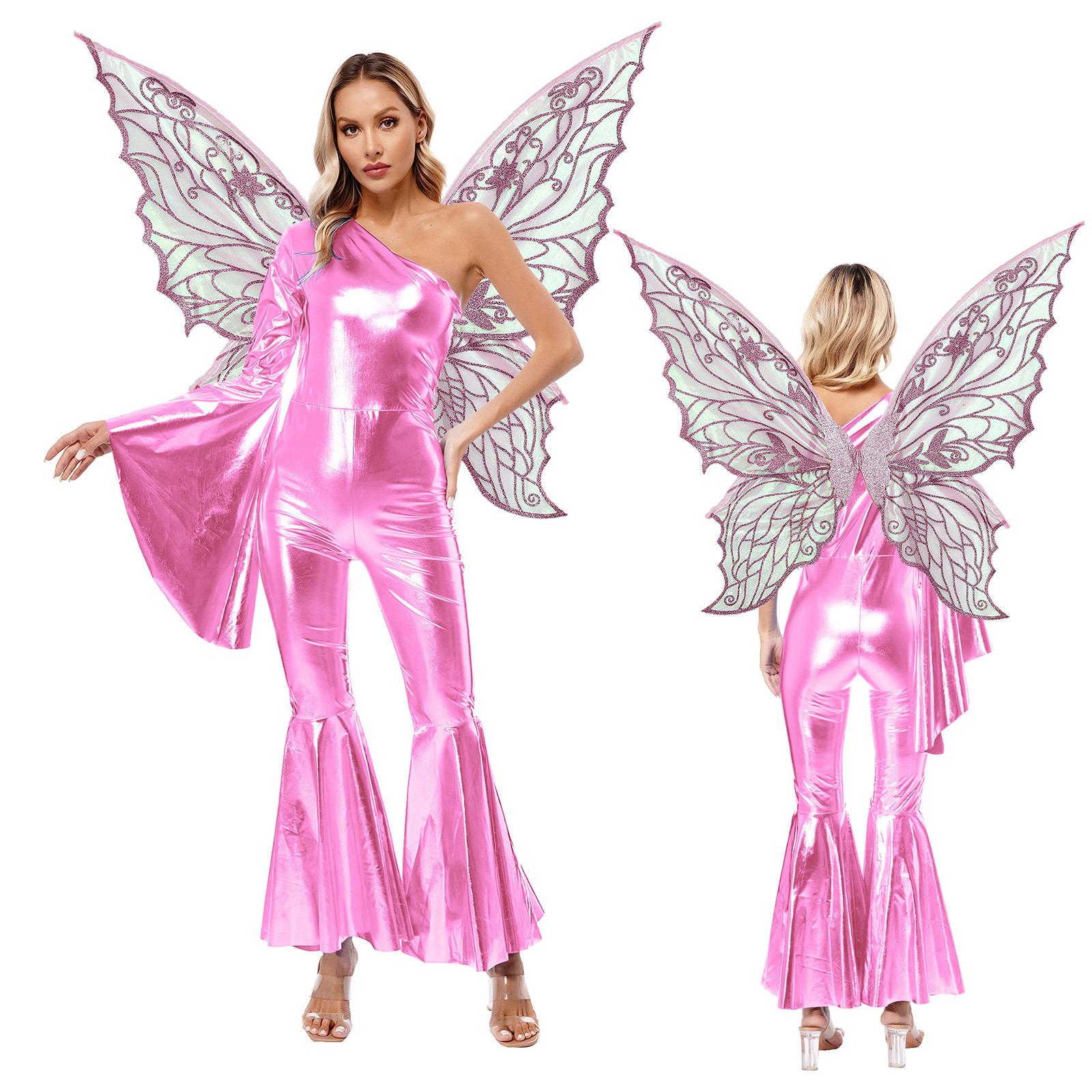 

Модні костюми Хеллоуїн Карнавальний Фестиваль Казковий Ельф Косплей Костюм Тематичний Вечірній Комбінезон роздзвон + Крила 2 шт./комплект M рожевий