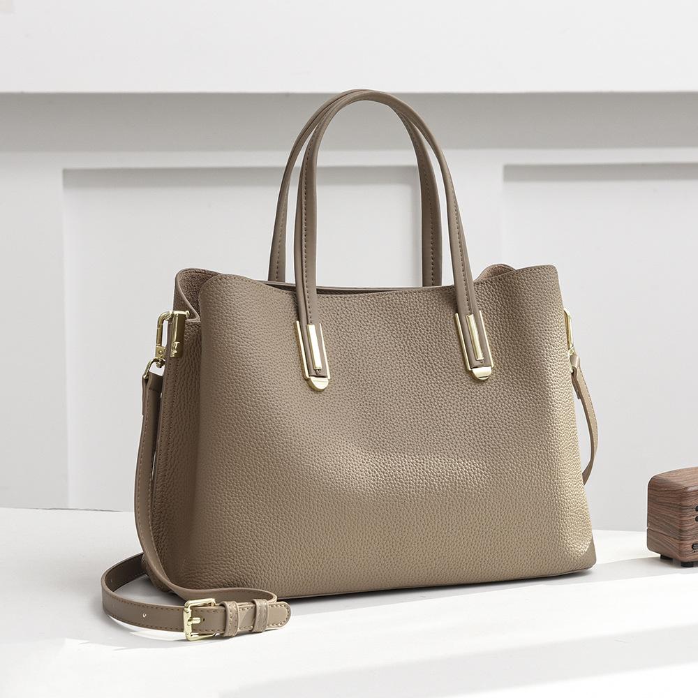 Real Leather Women's Bag, New Minimalist Women's Handbag, High-end Feel, Top Layer Cowhide Bag, Large Capacity Commuting Tote Bag